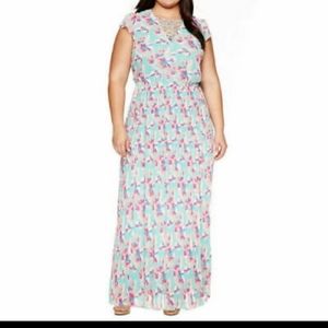 Ashley Nell Tipton for Boutique Regina Aqua Sail Pleated Maxi